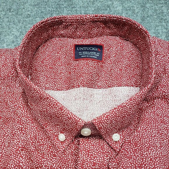 UNTUCKit Argadens Shirt Mens 3XL Red Short Sleeve Button Up Cotton Linen New - Picture 4 of 9